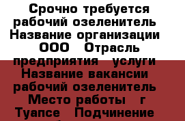 Срочно требуется рабочий-озеленитель › Название организации ­ ООО › Отрасль предприятия ­ услуги › Название вакансии ­ рабочий-озеленитель › Место работы ­ г. Туапсе › Подчинение ­ бригадир › Минимальный оклад ­ 14 000 › Максимальный оклад ­ 14 000 - Краснодарский край, Туапсинский р-н, Туапсе г. Работа » Вакансии   